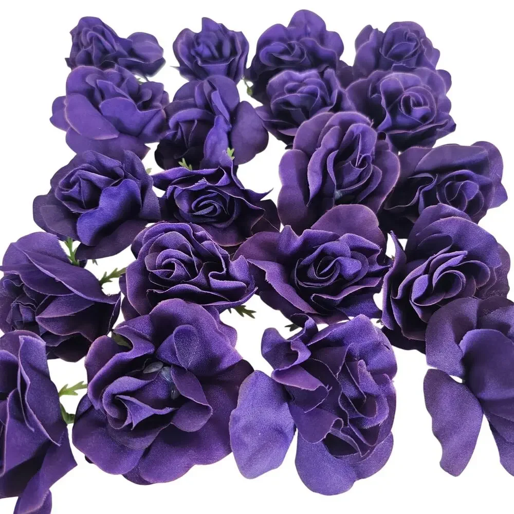 100 Purple Silk Rose Heads Stemless Wedding Floral Craft Wreaths DIY 2.5in